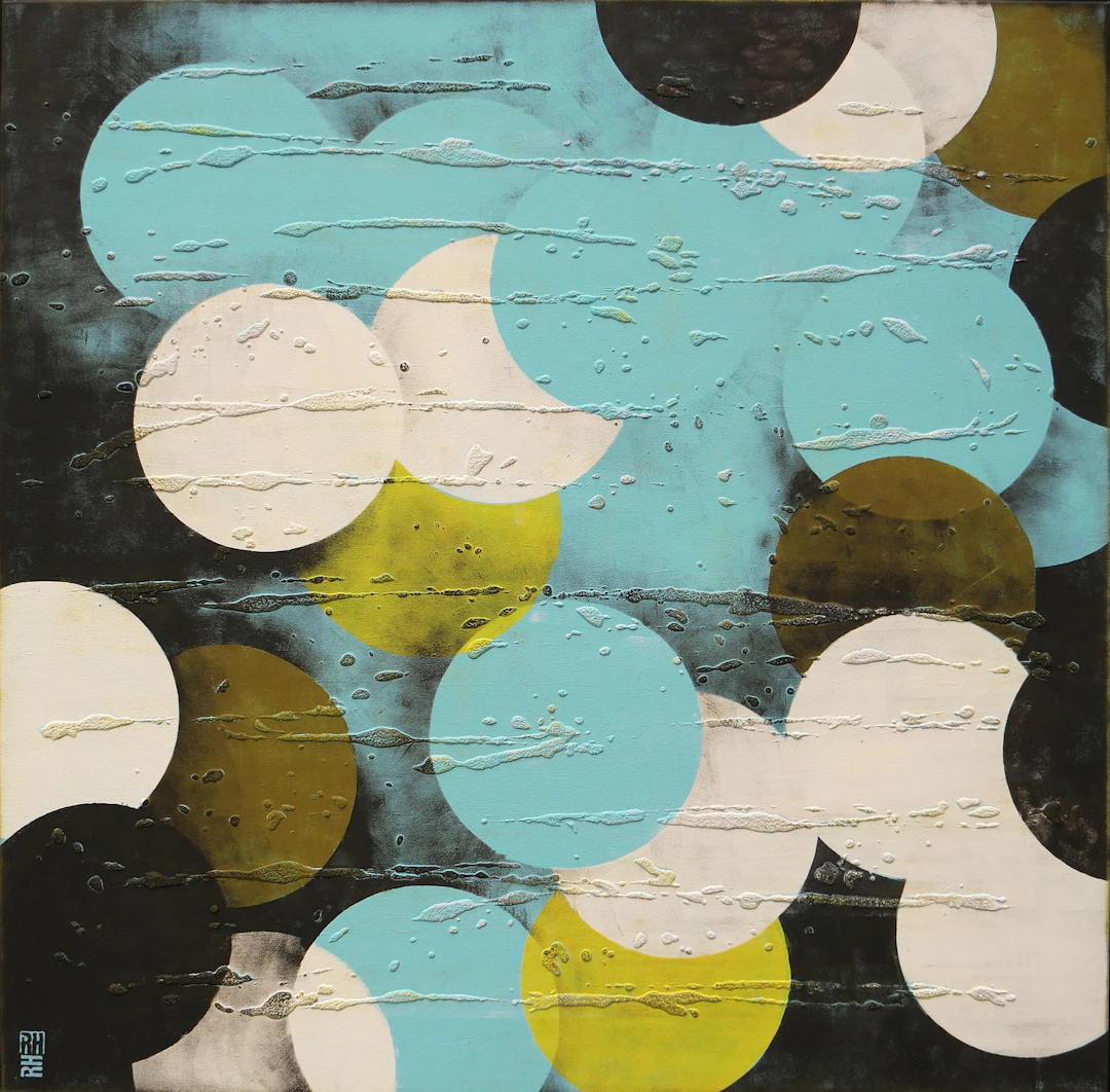 Circle in circle Turquoise XL - Ronald Hunter