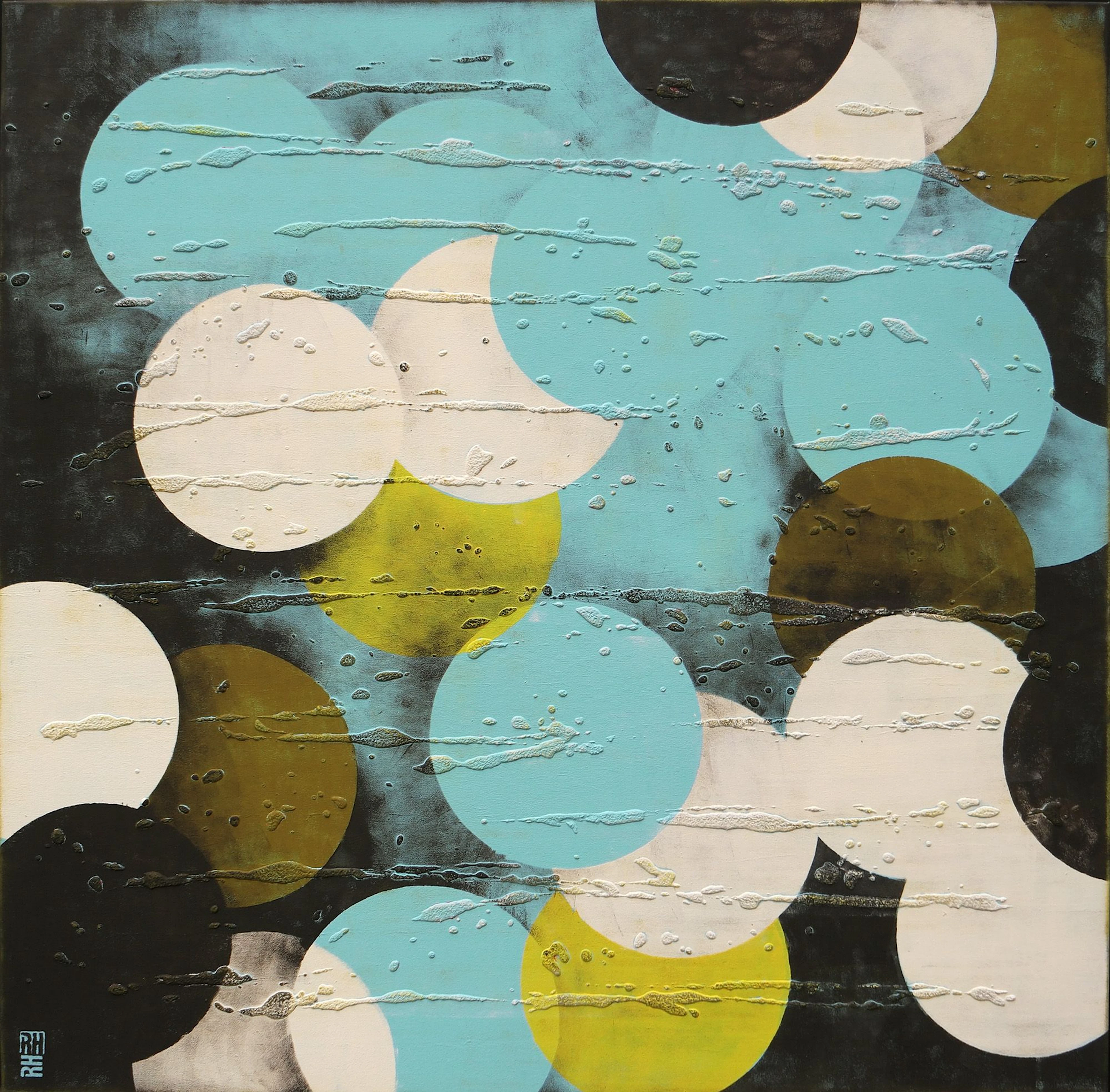 Circle in circle Turquoise XL - Ronald Hunter