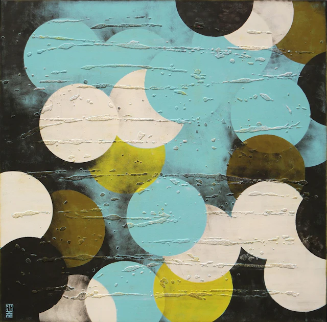Circle in circle Turquoise XL - Ronald Hunter