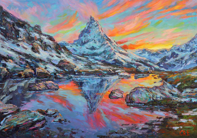 ""Evening Mountains"" - Evgeny Chernyakovsky