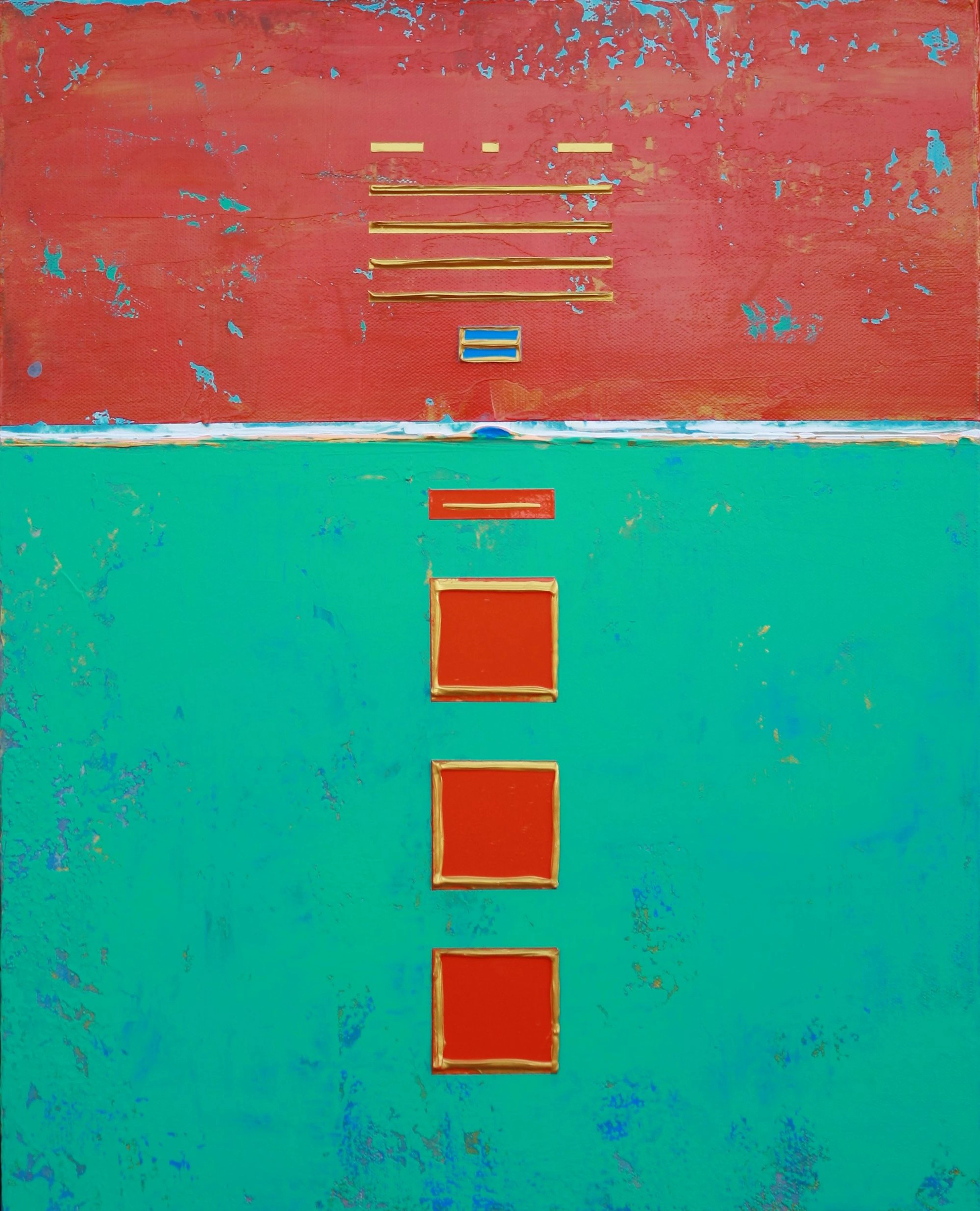 Blue Aqua Box 3 Orange Boxes - Robert Lynn