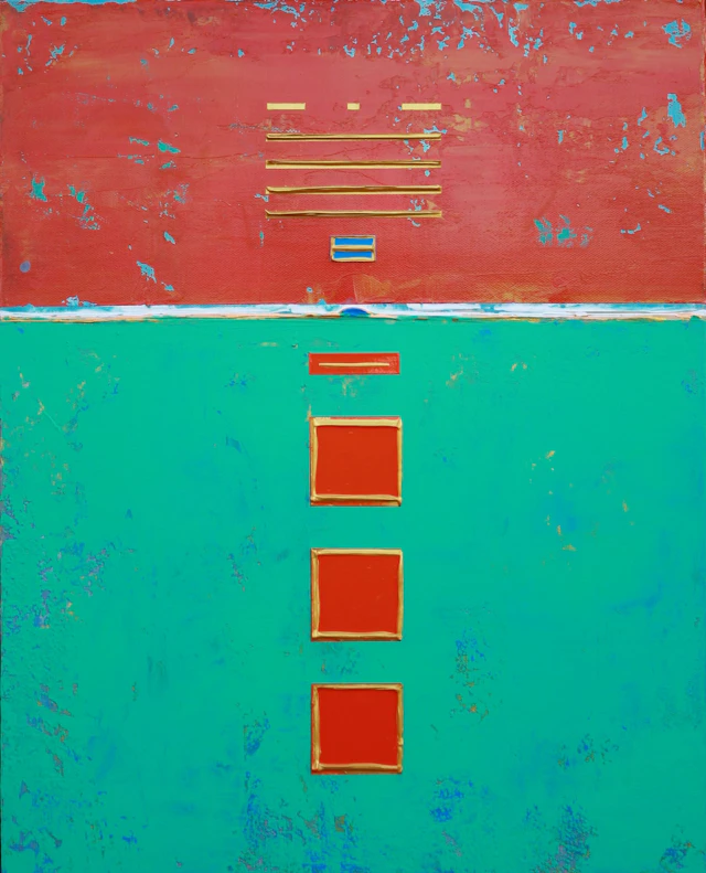 Blue Aqua Box 3 Orange Boxes - Robert Lynn