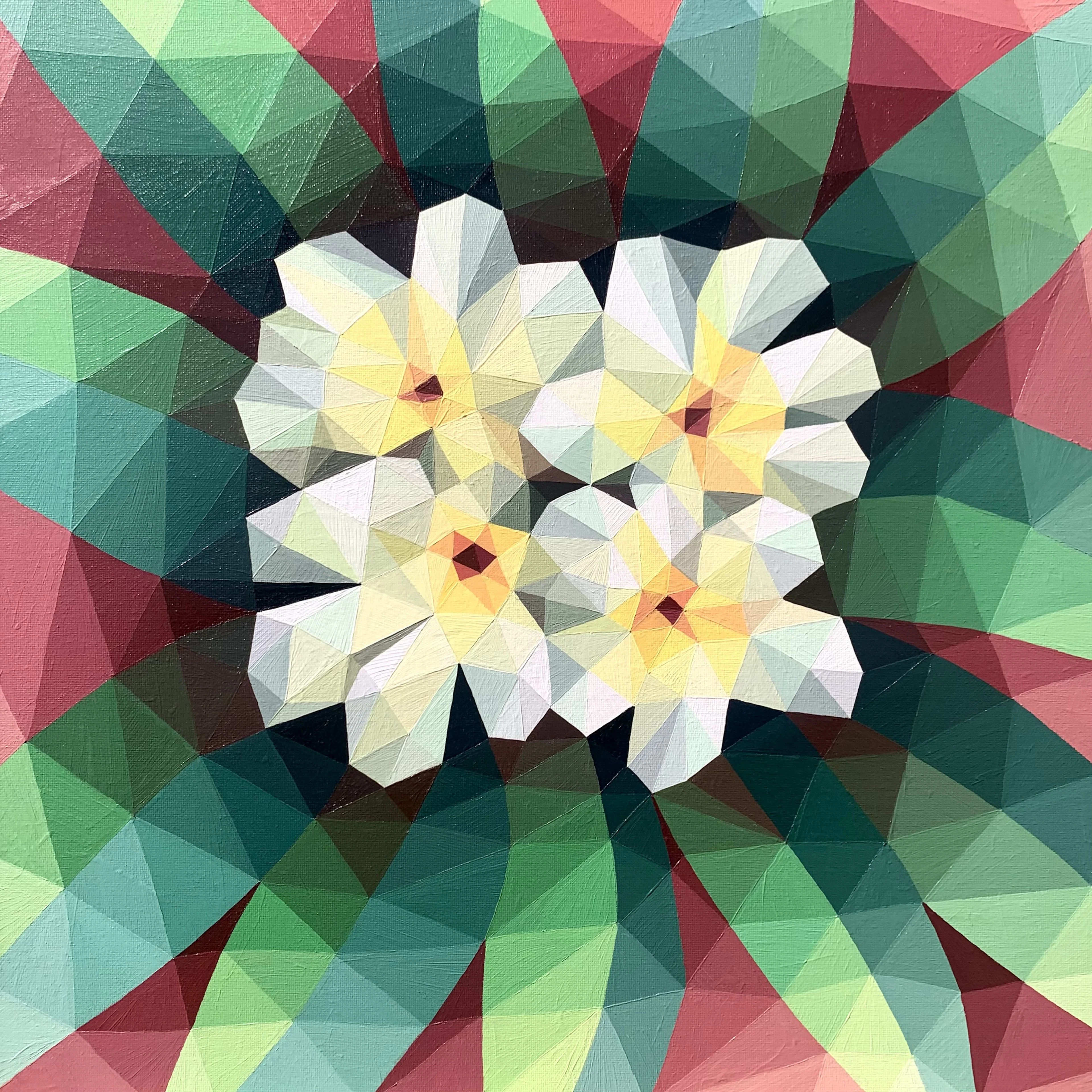 WHITE ABSTRACT TROPICAL FLOWERS - Maria Tuzhilkina