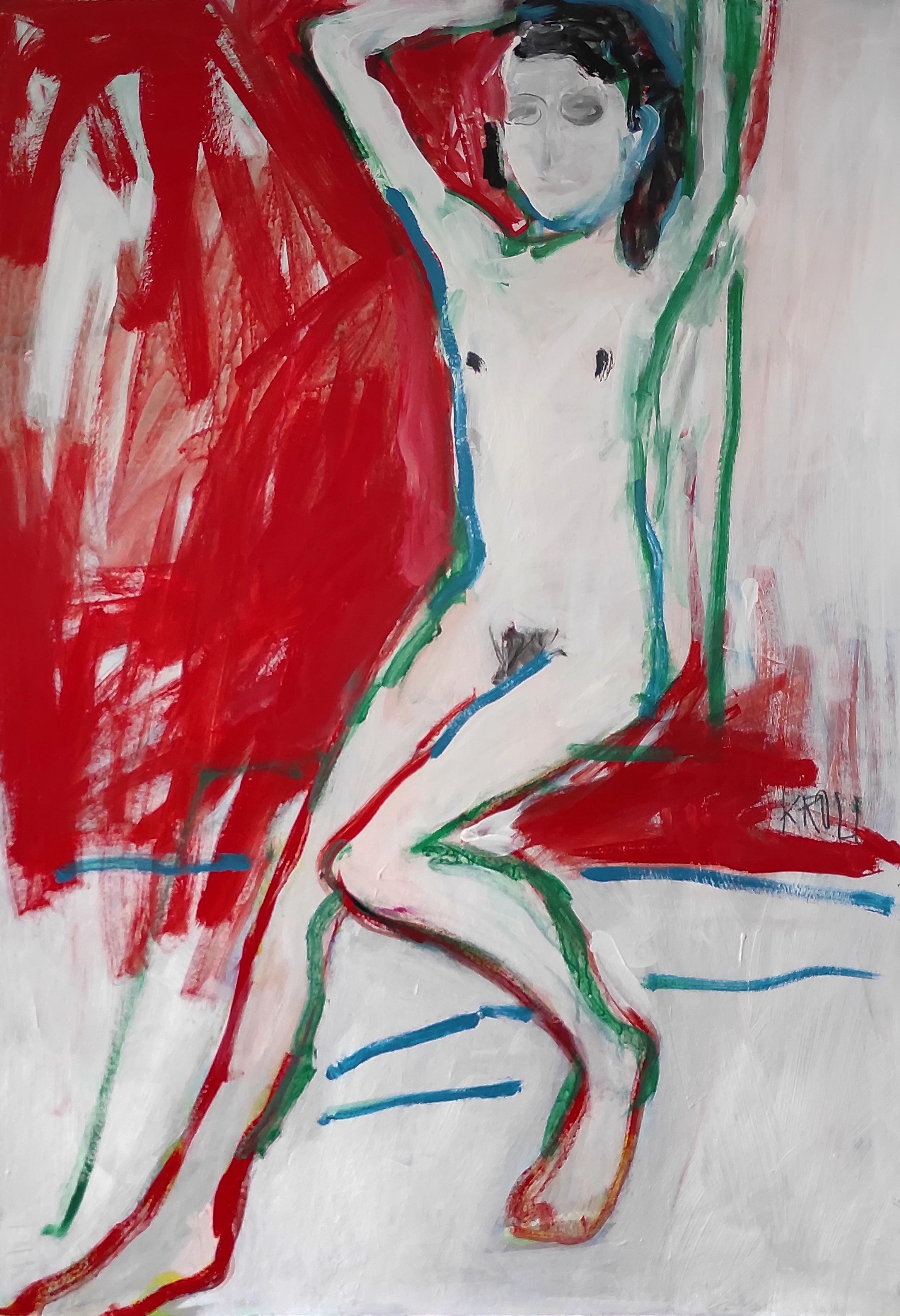 Nude with raised hands - Barbara Kroll