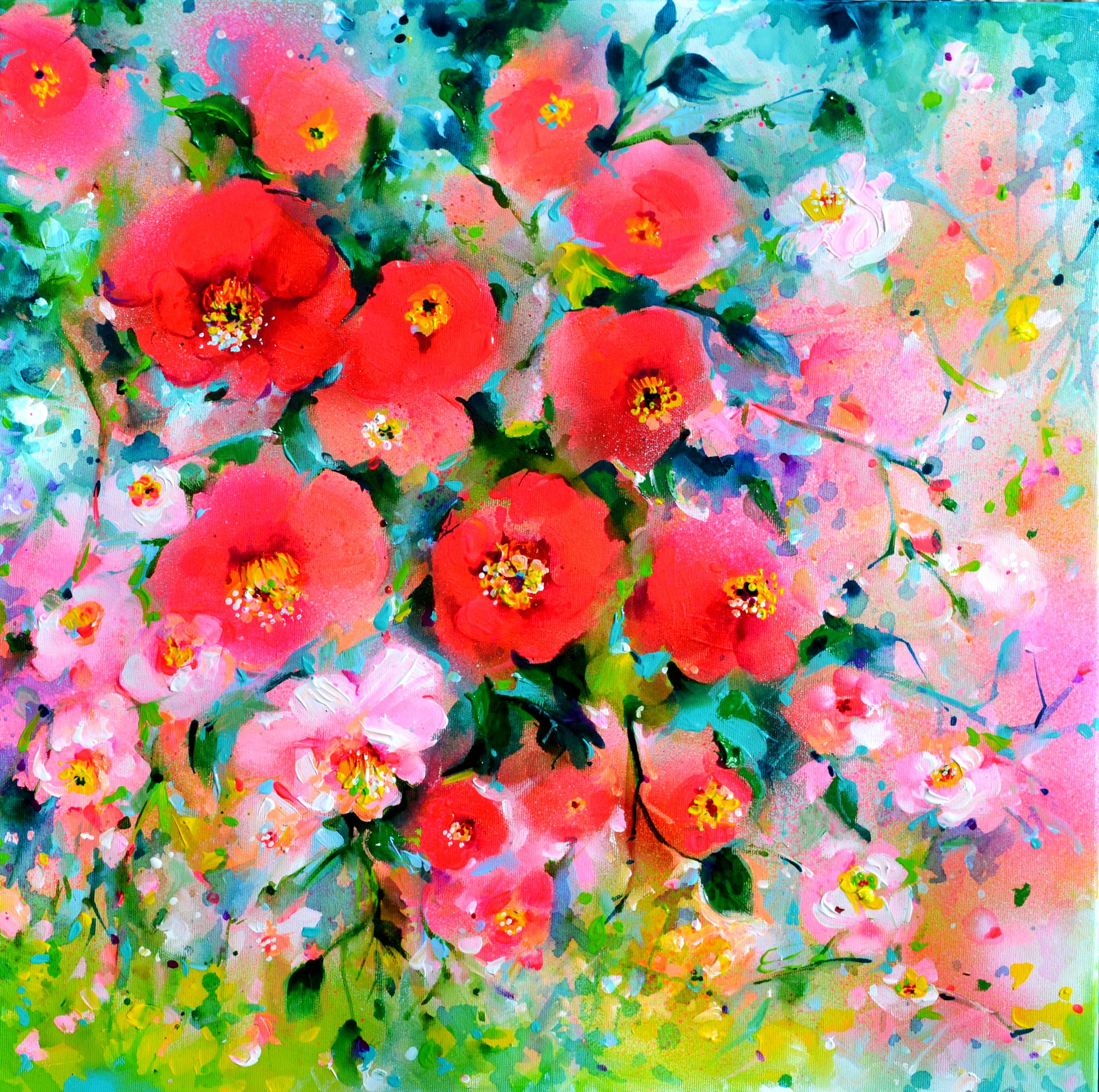 I've Dreamed 59 Pink and Red Camellias Field - Soos Roxana Gabriela