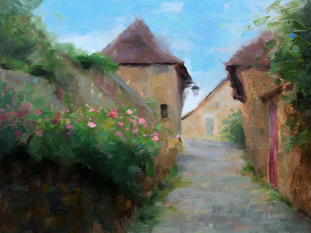 Impressionist medieval street in Correze France - Gav Banns