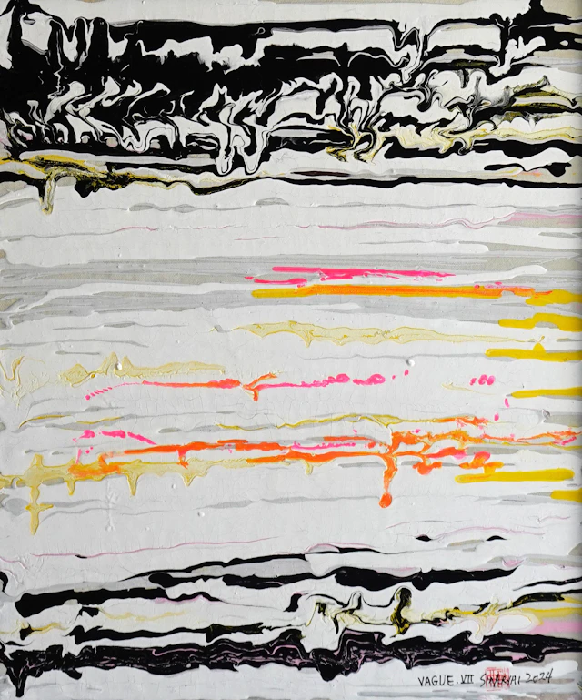 VAGUE. VII Abstract framed vibrant painting - Sia aryai