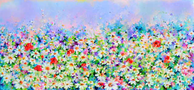 White Daisy and Red Poppy Field - Soos Roxana Gabriela