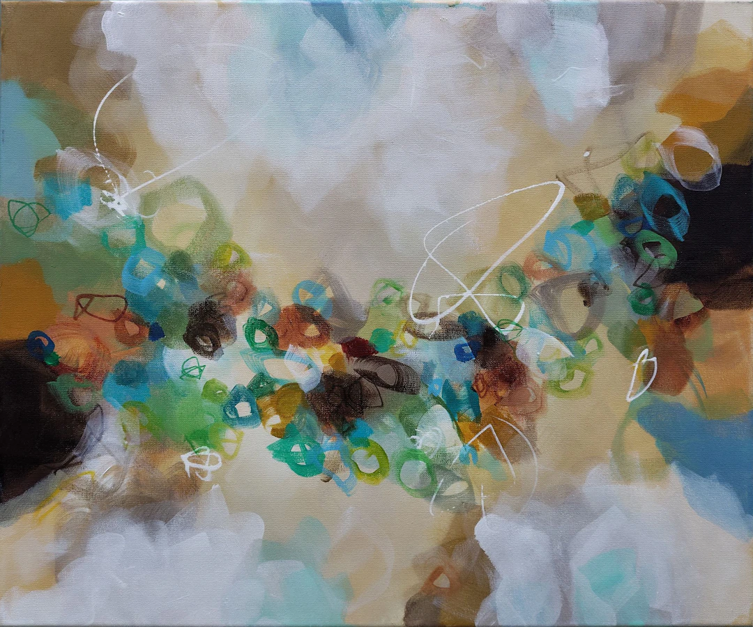 Golden Nectar III Abstract Paining 60 x 50 cm - Susan Wooler