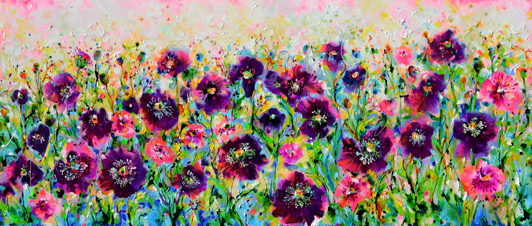 Opium Poppy Field Purple Poppies - Soos Roxana Gabriela