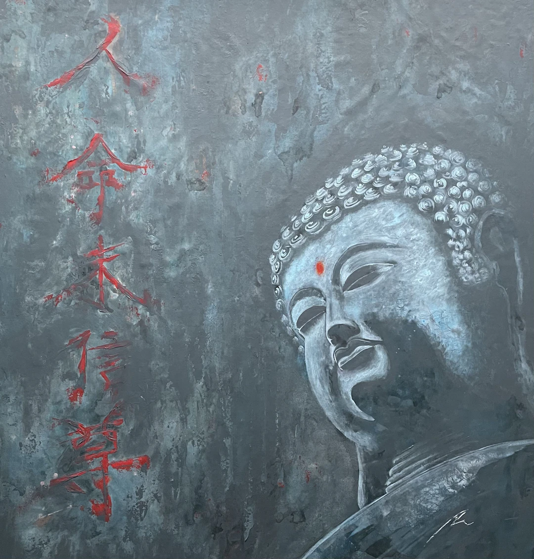 Buddha and Life - Large format painting original - Koorosh Nejad