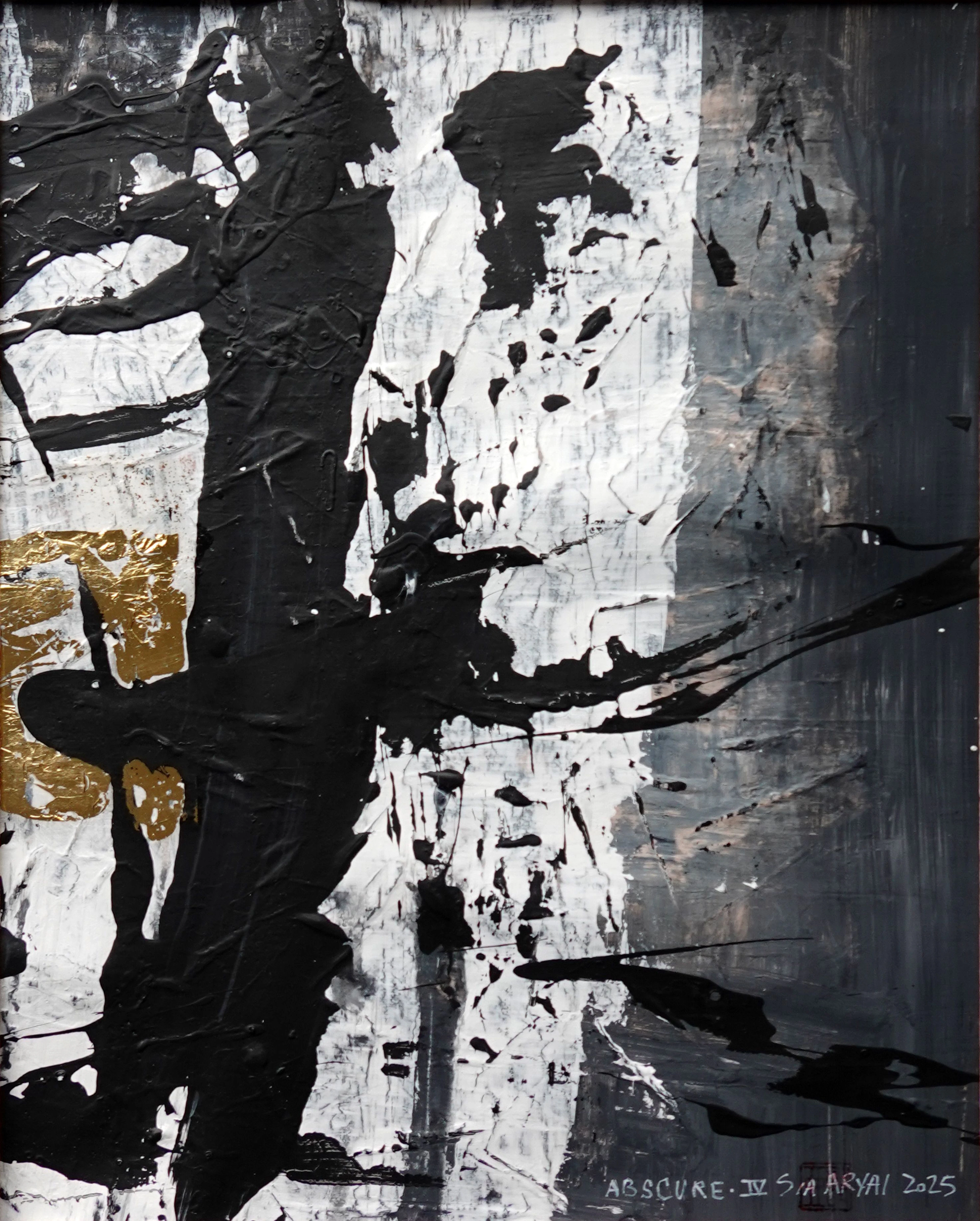 ABSCURE.IV Gold framed gold leaf painting - Sia aryai