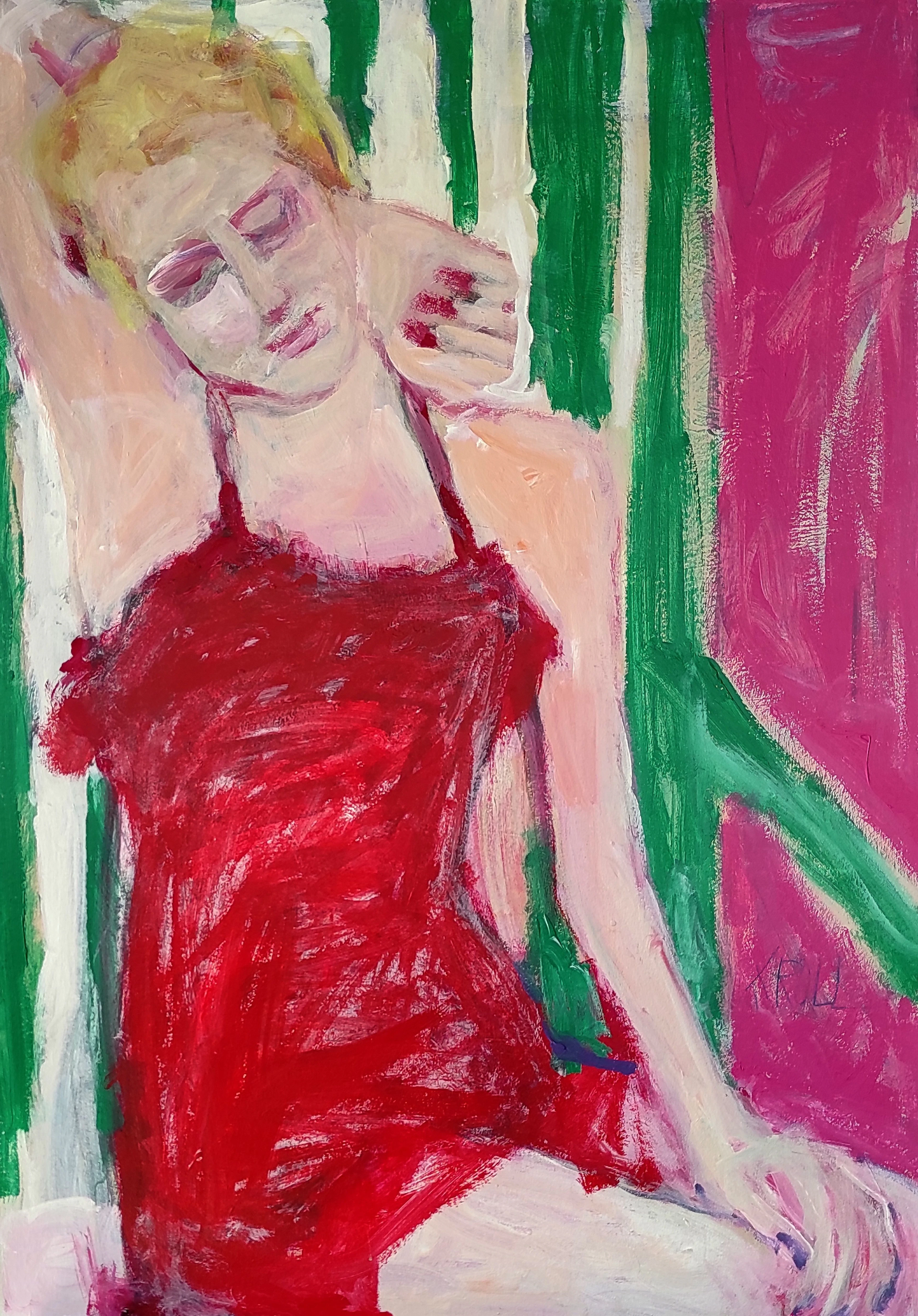 Woman in a red swimsuit - Barbara Kroll