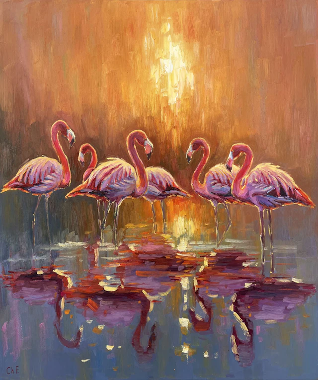 Pink flamingos - Evgeny Chernyakovsky