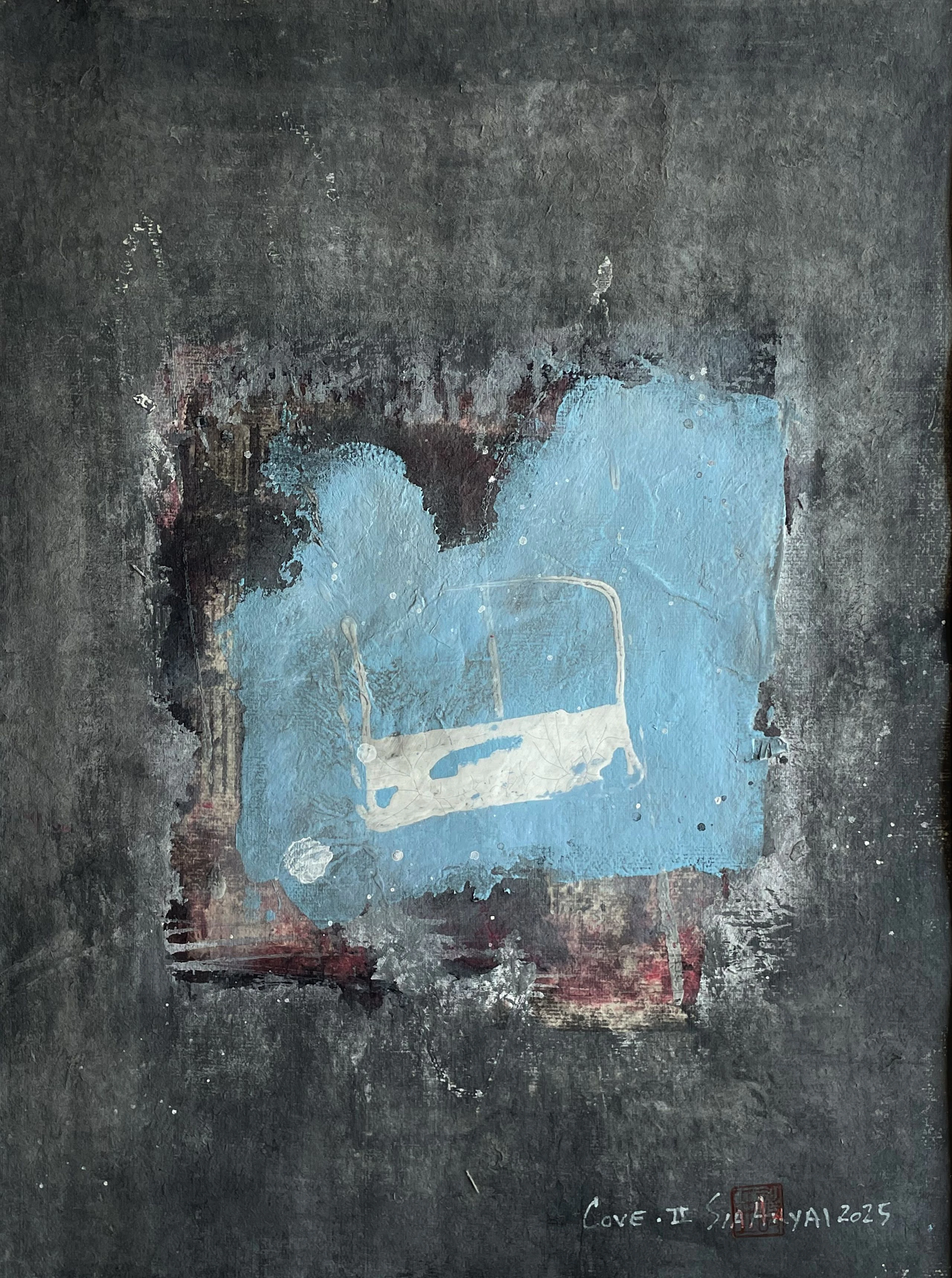 COVE.II Framed abstract surreal blue painting - Sia aryai