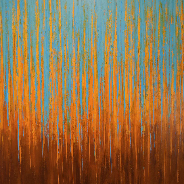 Blue Orange - Textured Nature Abstract - Suzanne Vaughan