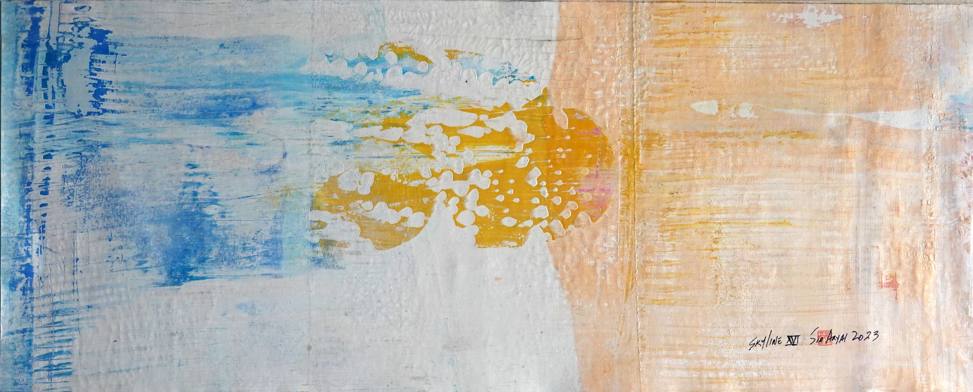 Skyline. XVI Oversize Abstract yellow painting - Sia aryai