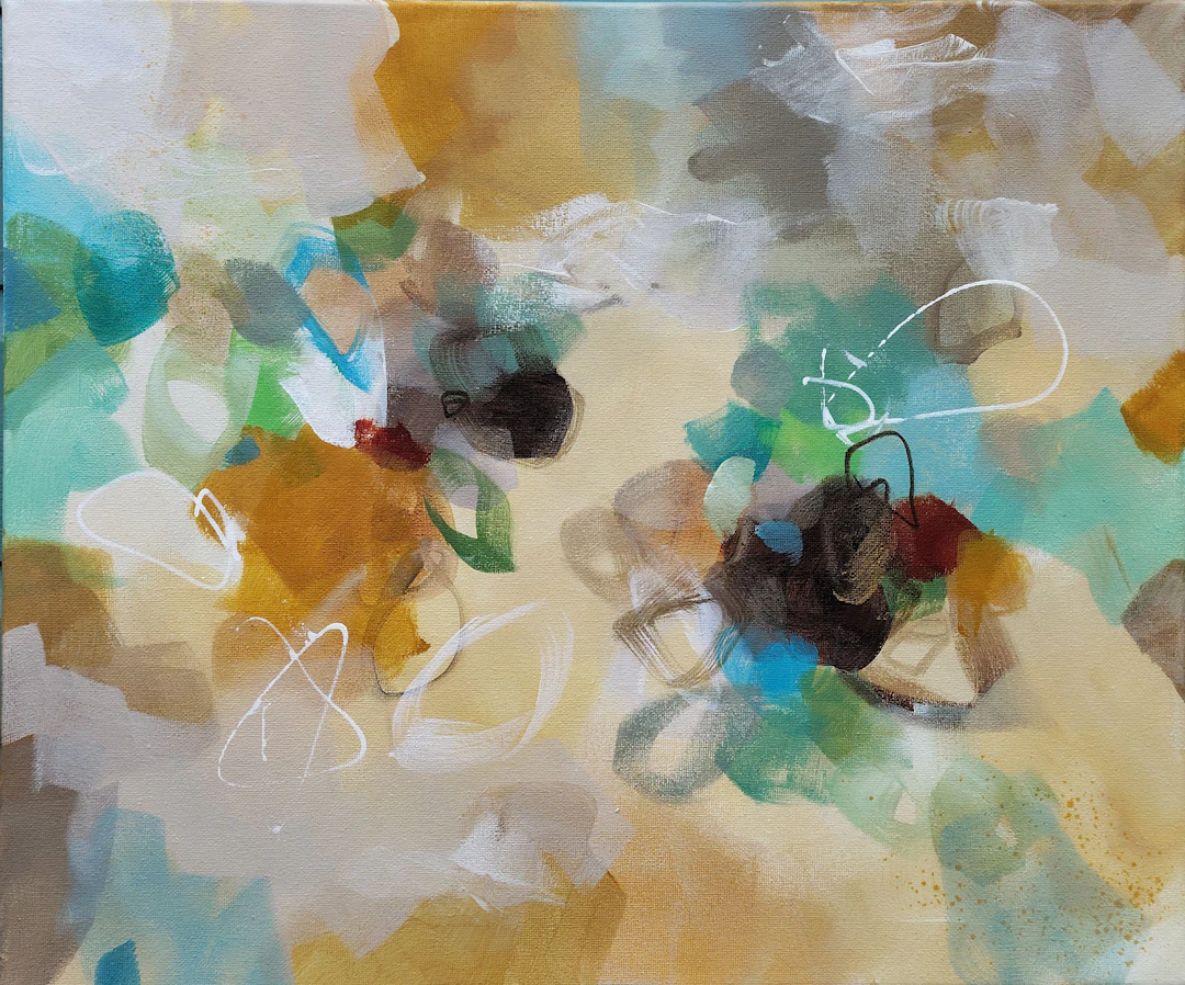 Golden Nectar II Abstract Painting 50 x 40 cm - Susan Wooler