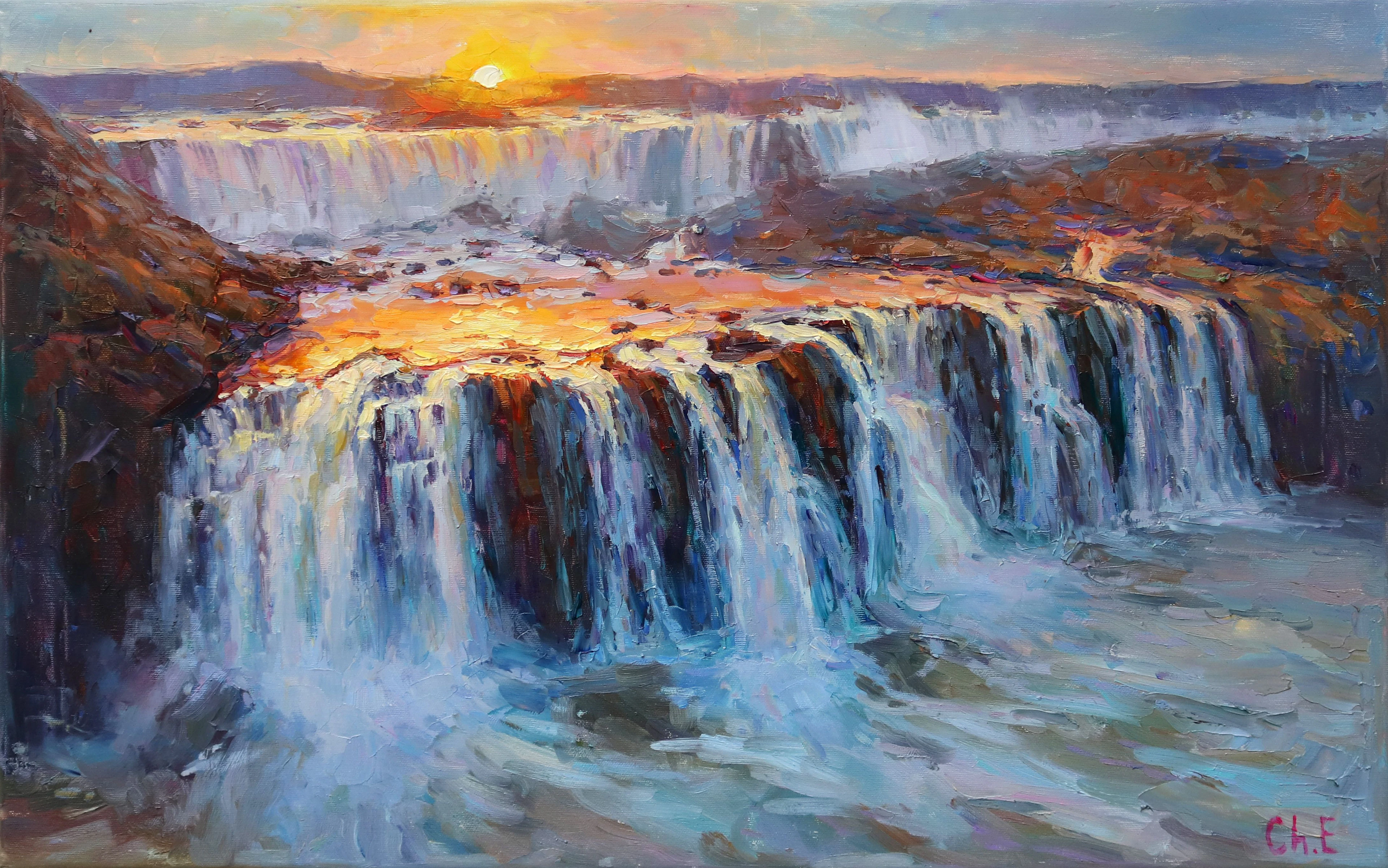 ""Evening waterfall "" - Evgeny Chernyakovsky
