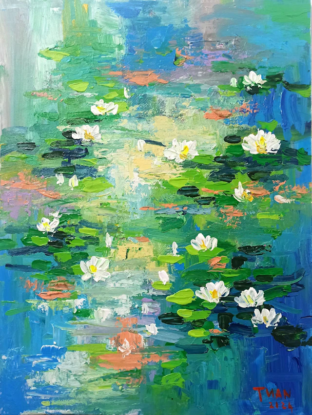 Water lilies shine on the surface of the lake - LE ANH TUAN