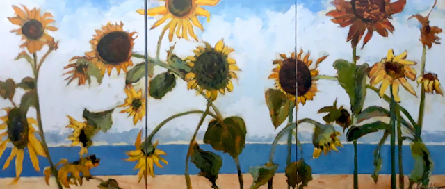 ""Sunflowers At The Beach"" - June Johnson
