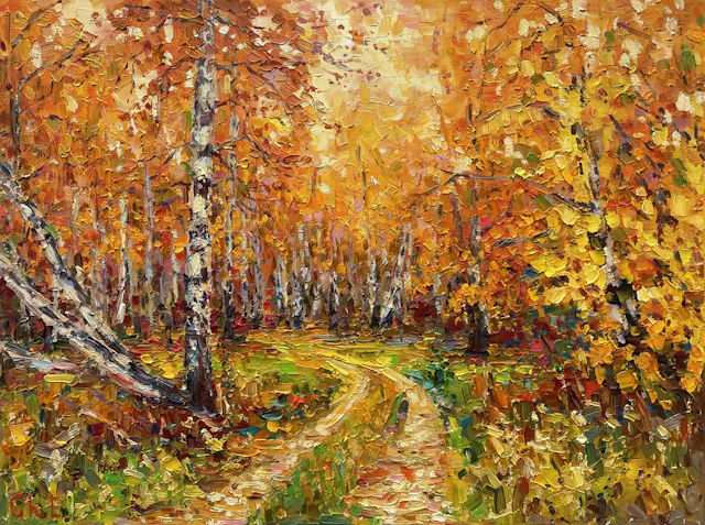 "" Birch forest "" - Evgeny Chernyakovsky