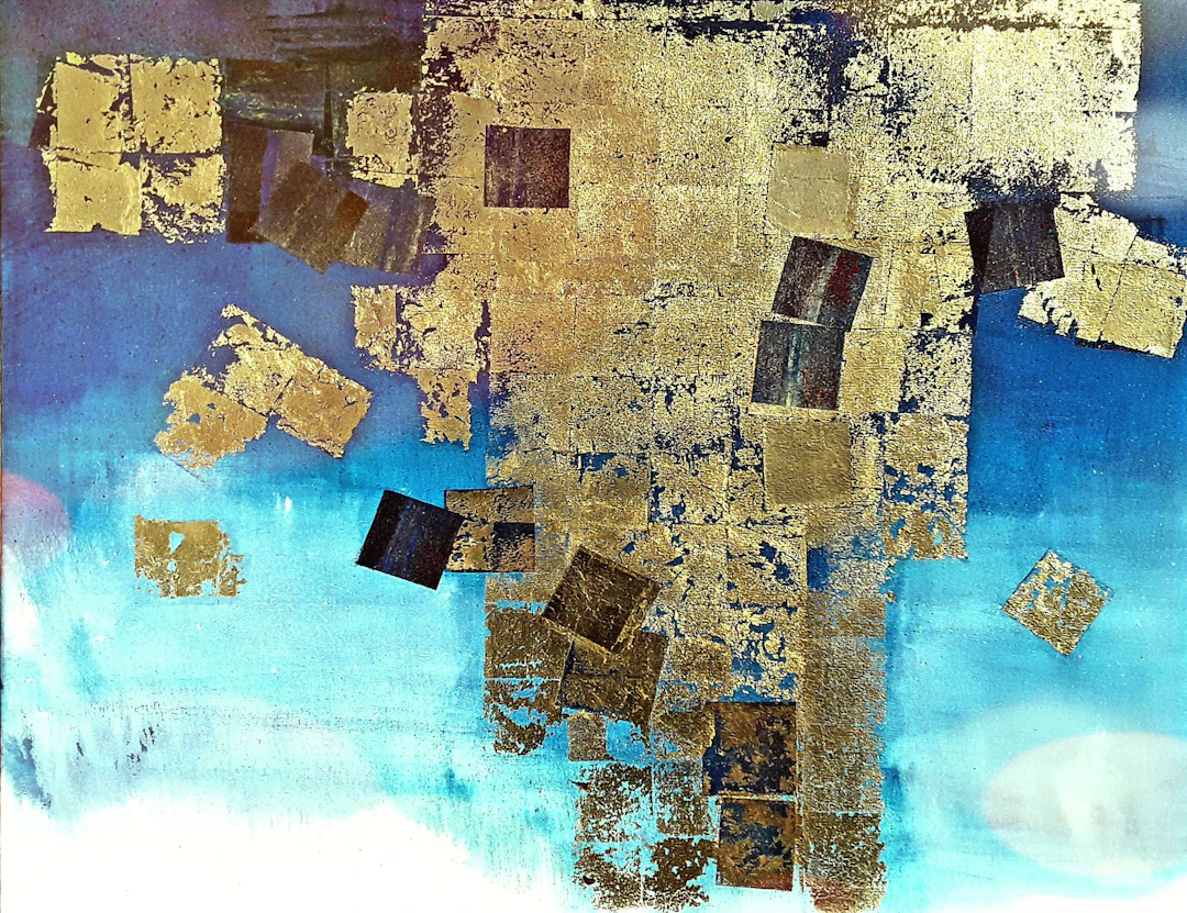 Gold abstract painting #0019 - Olena Topliss