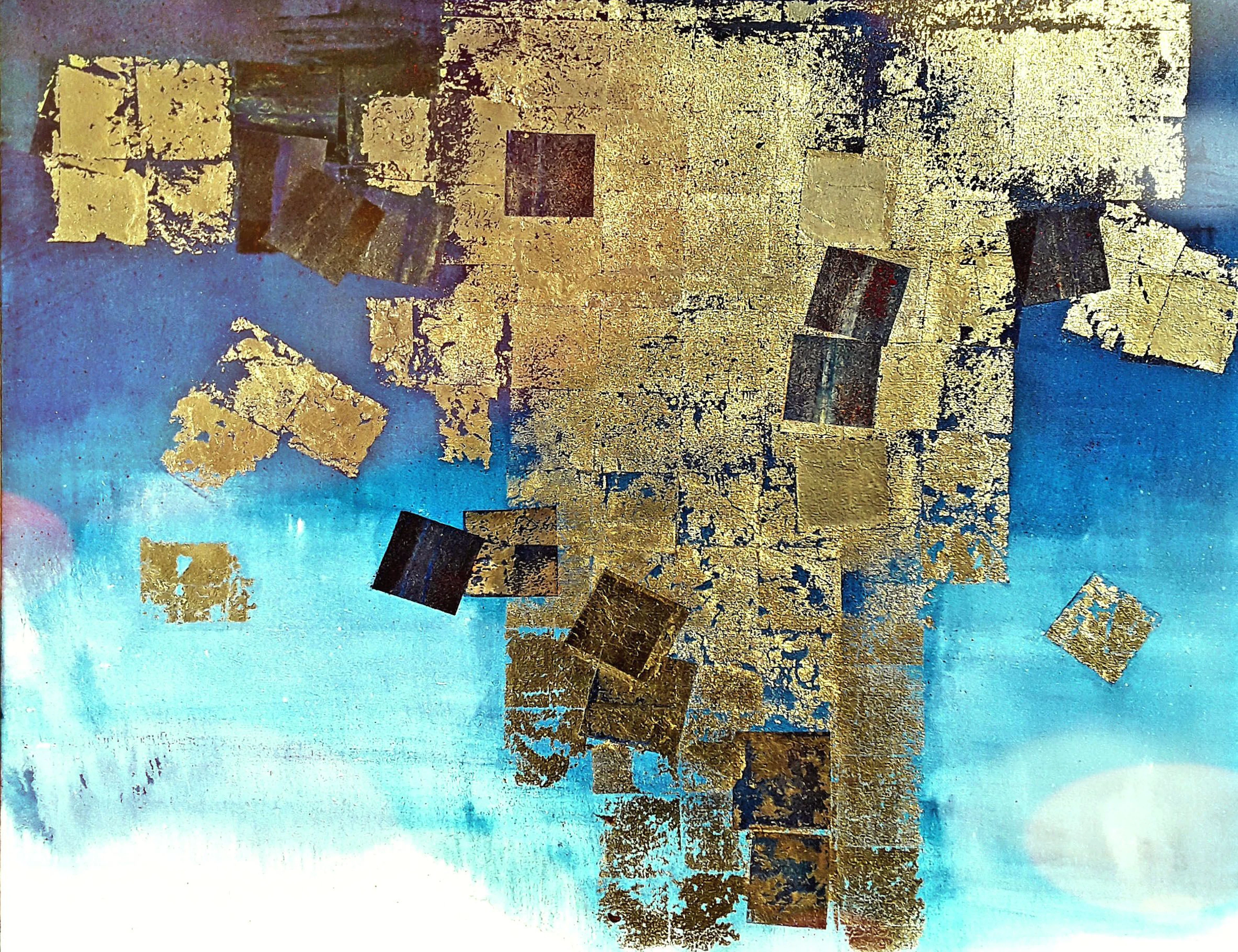 Gold abstract painting #0019 - Olena Topliss