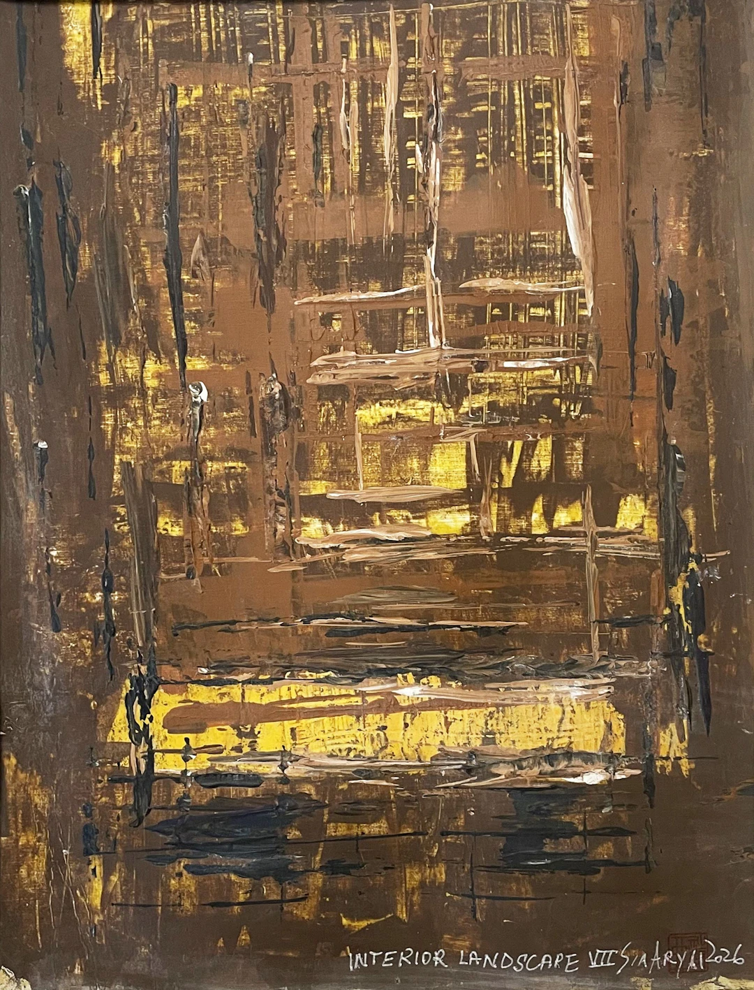 Interior Land Scape. VII Framed abstract painting - Sia aryai