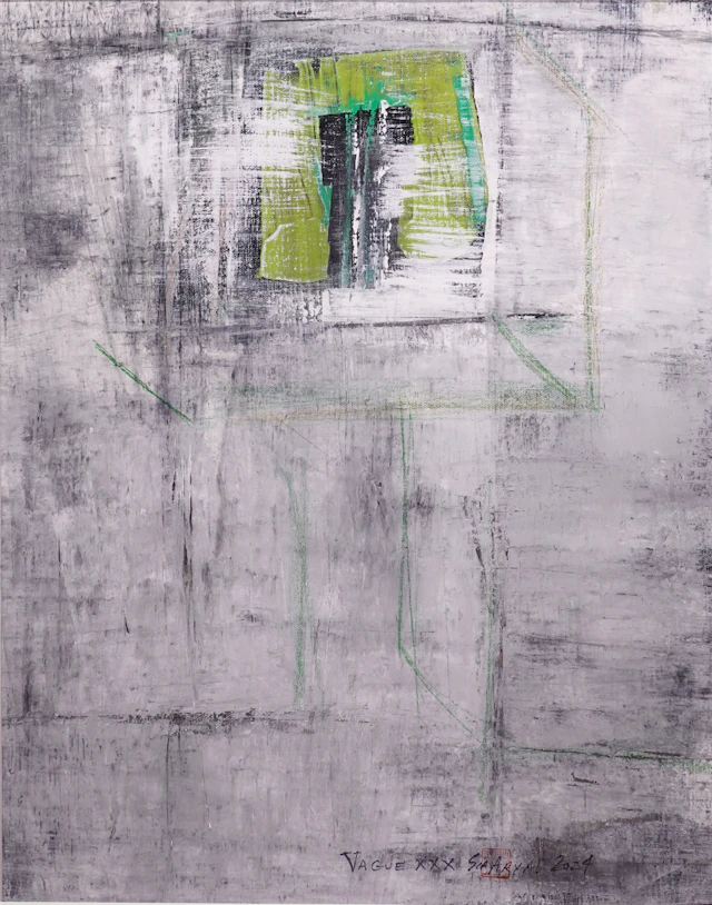 Vague. XXX Framed abstract green painting - Sia aryai