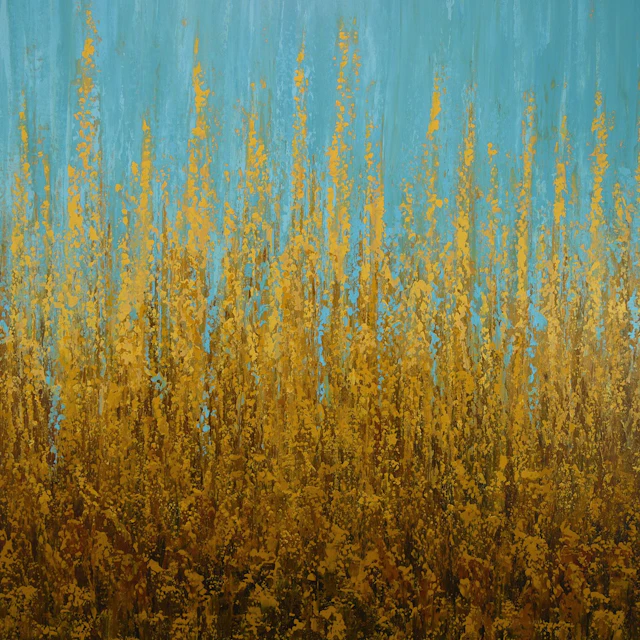 Golden Glow - Textured Abstract Field - Suzanne Vaughan