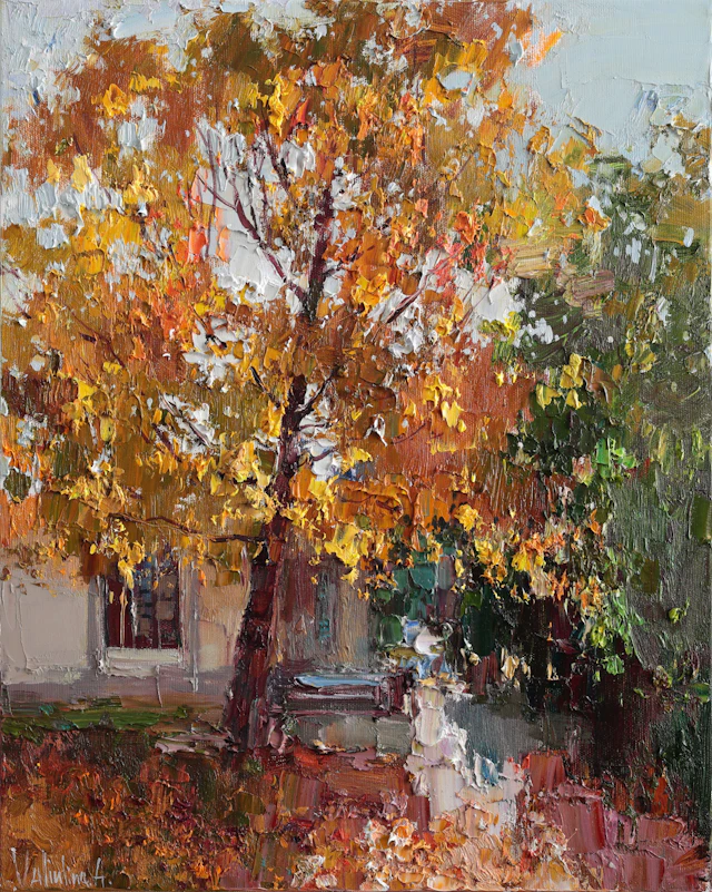 Autumn tree painting - Anastasiia Valiulina