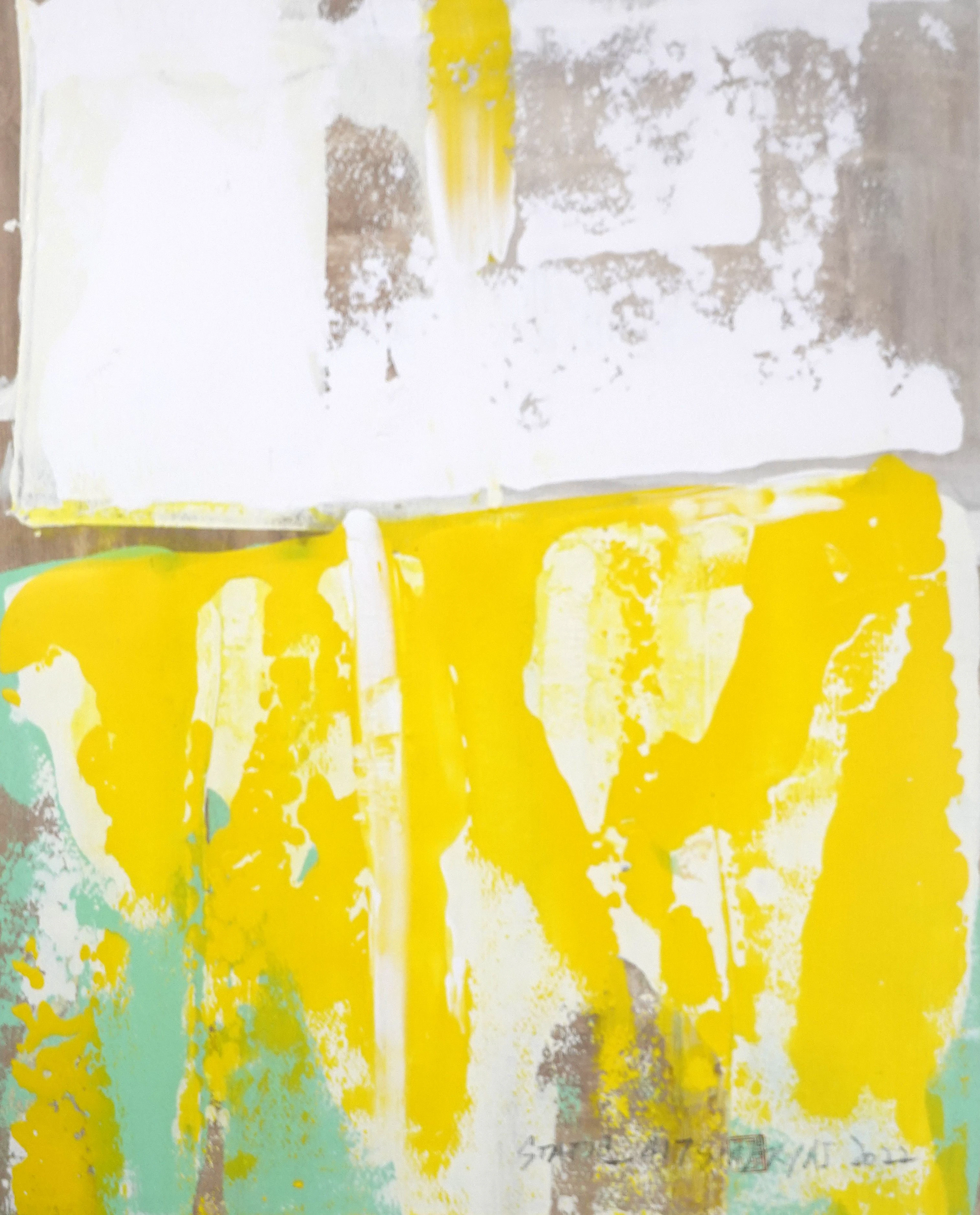 Static 417 Abstract framed modern yellow painting - Sia aryai