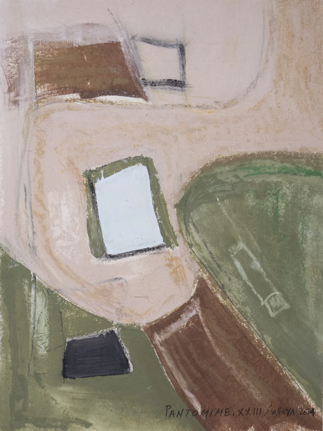 Pantomime. XXIII Framed abstract green painting - Sia aryai