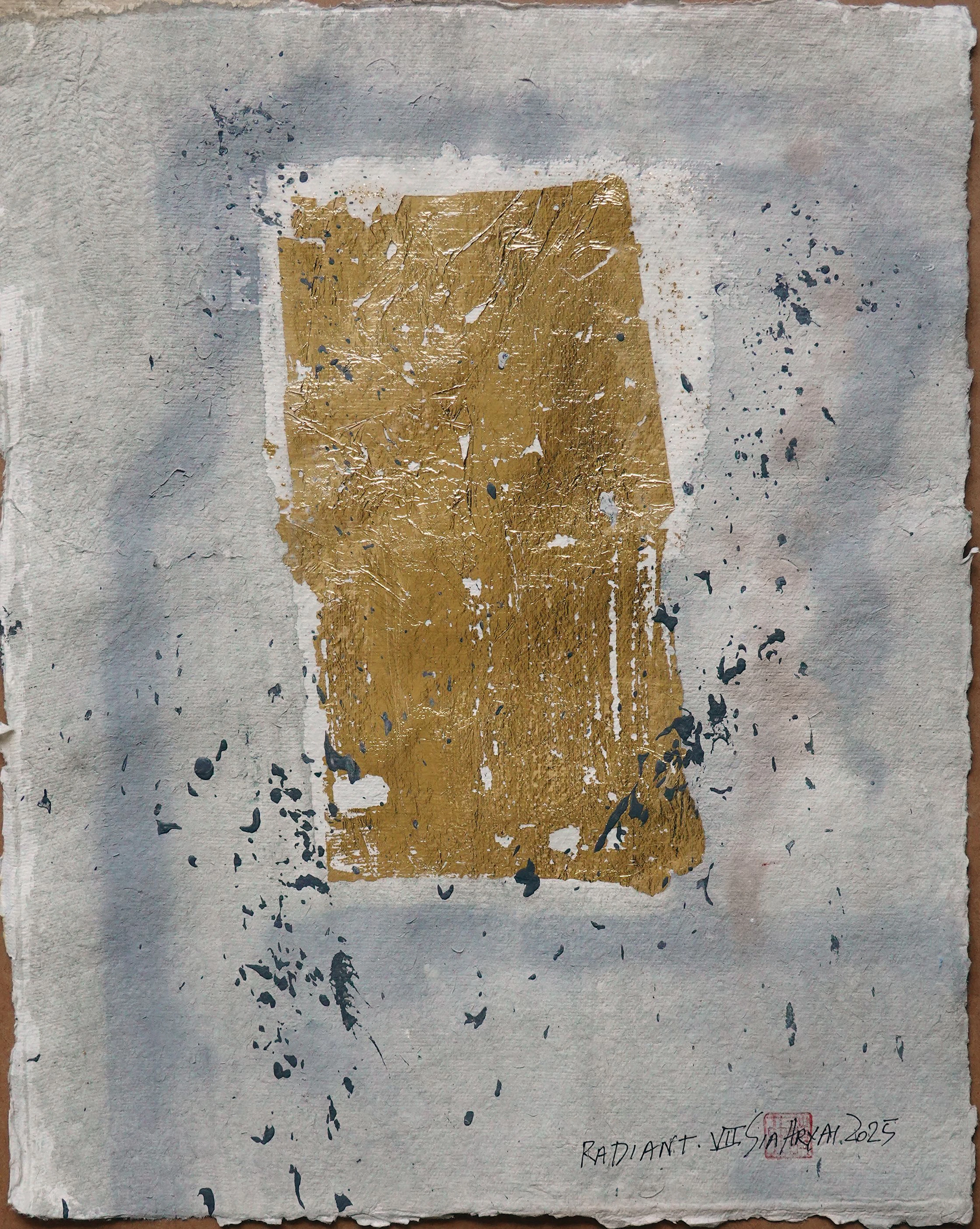 Radiant. VII Framed abstract gold leaf painting - Sia aryai