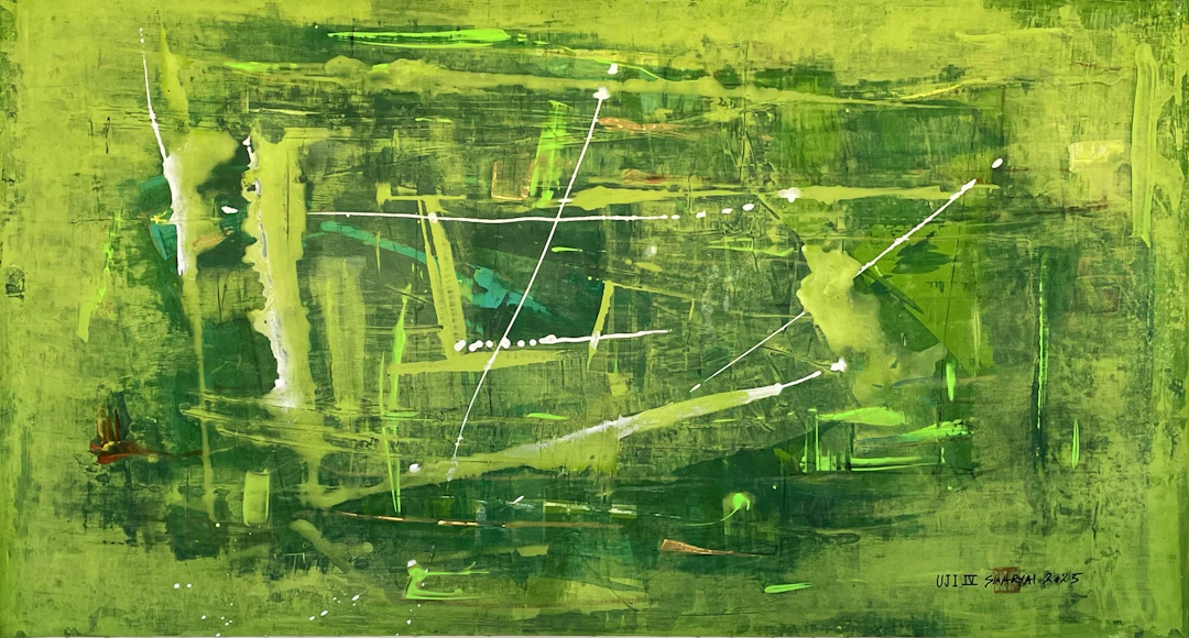 UJI. IV Surreal green painting - Sia aryai