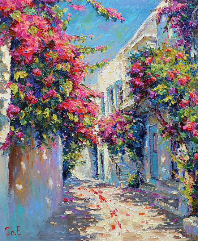 ""Courtyard in Flowers"" - Evgeny Chernyakovsky