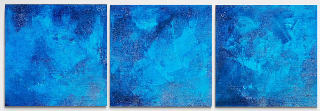 Blue abstract Beyond the sea no. 2922 - set of 3 - Anita Kaufmann