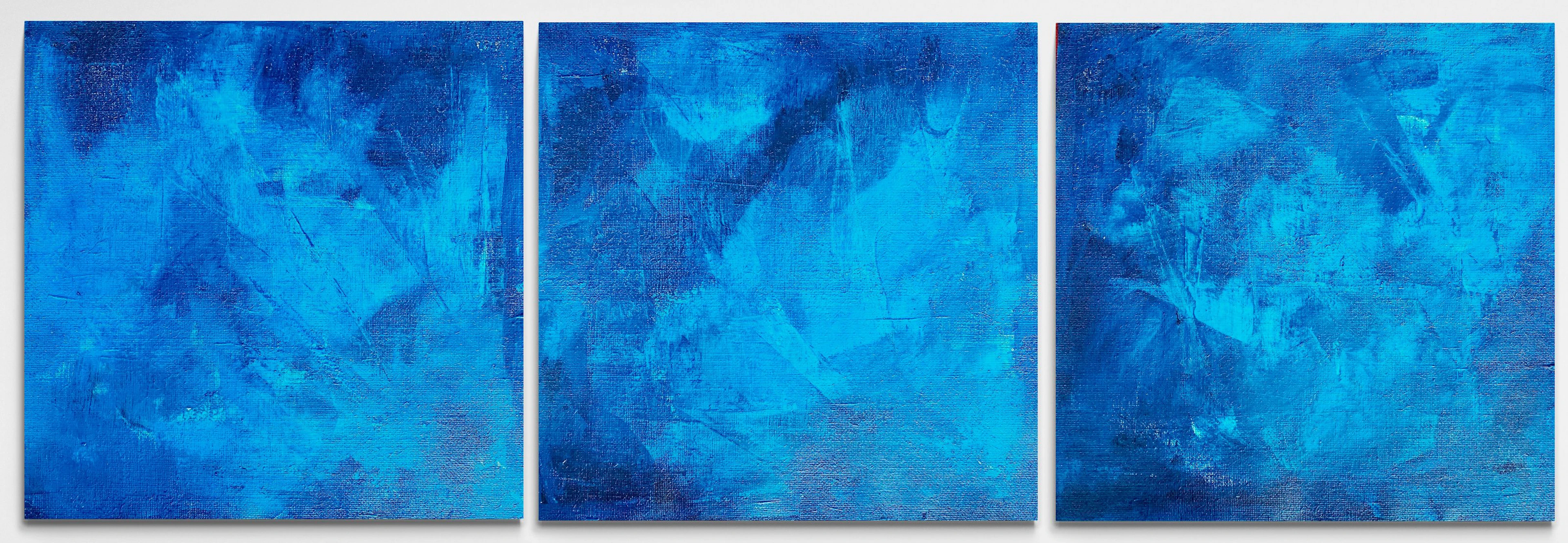 Blue abstract Beyond the sea no. 2922 - set of 3 - Anita Kaufmann