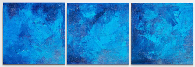 Blue abstract Beyond the sea no. 2922 - set of 3 - Anita Kaufmann