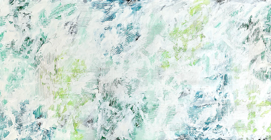 Beyond the sea no. 2523 green and white abstract - Anita Kaufmann