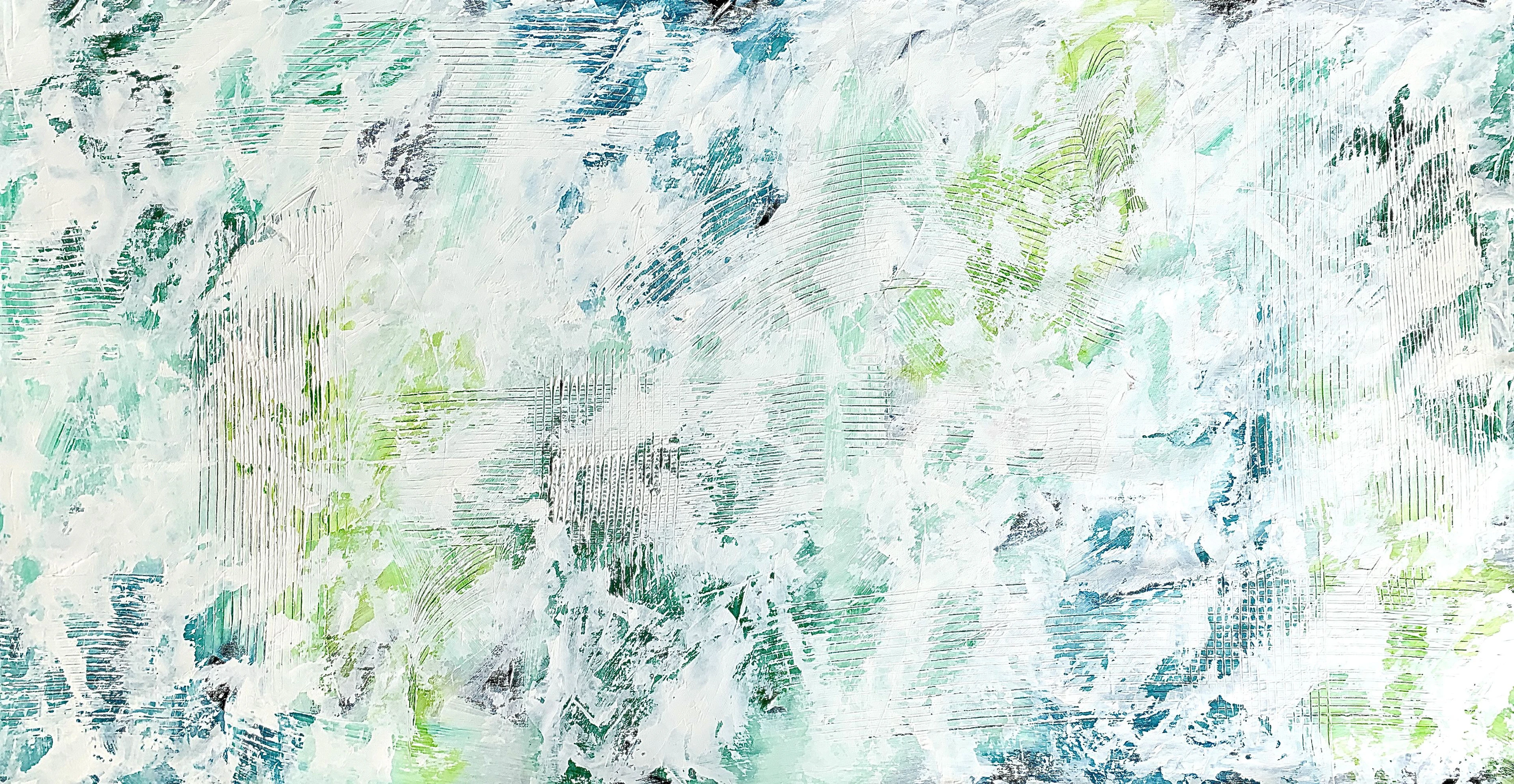 Beyond the sea no. 2523 green and white abstract - Anita Kaufmann