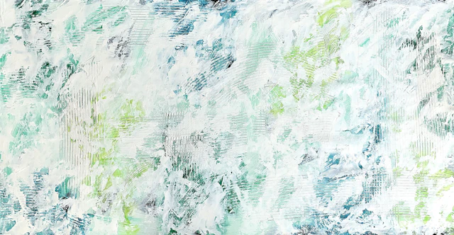 Beyond the sea no. 2523 green and white abstract - Anita Kaufmann