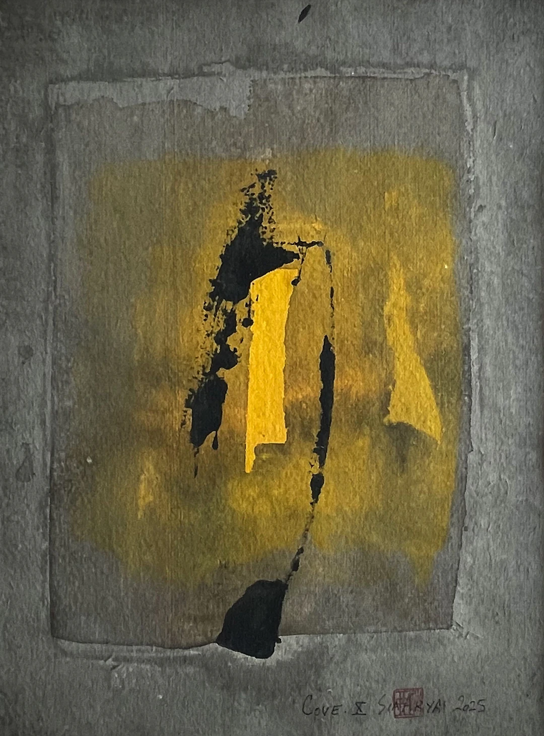 COVE.X White framed surreall yellow painting - Sia aryai
