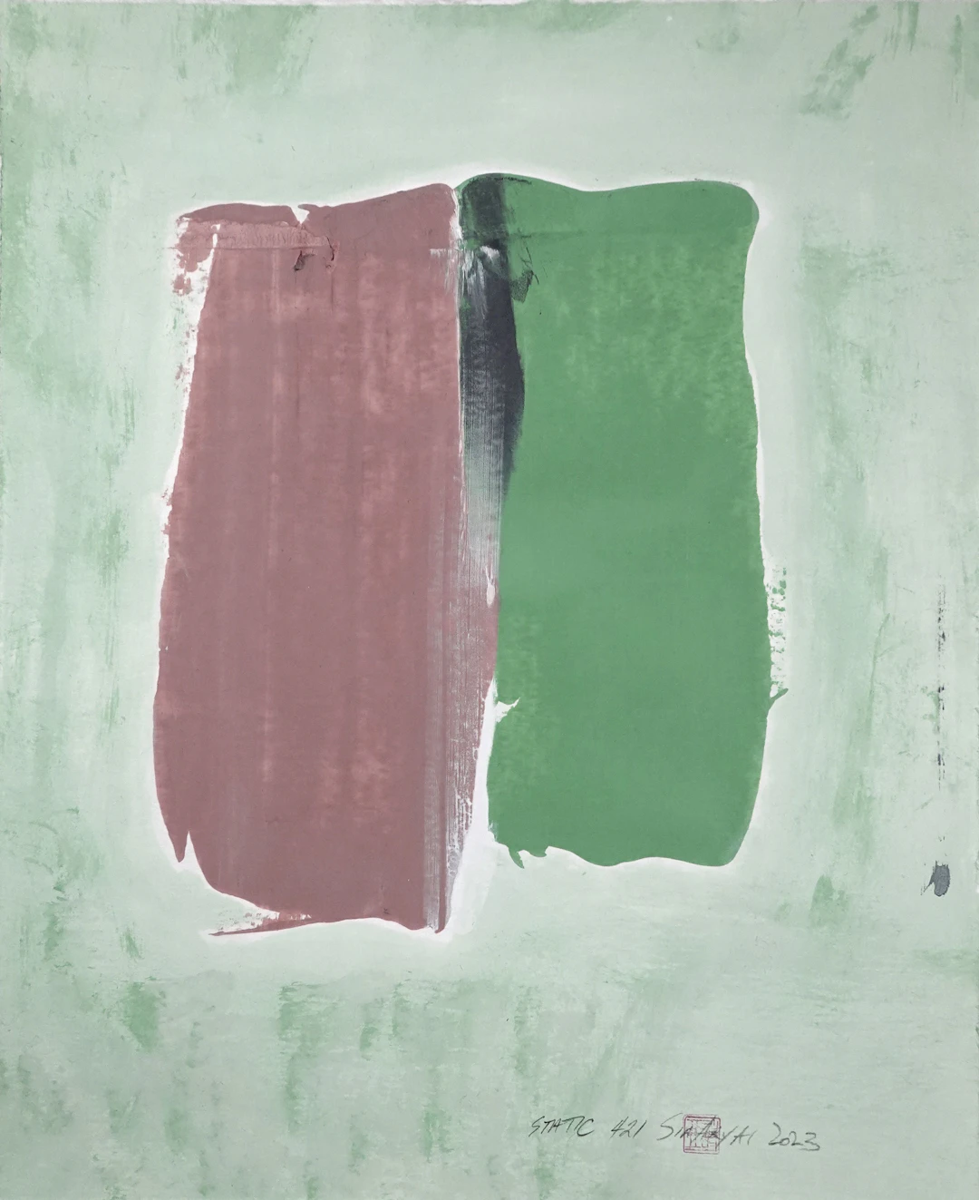Static 421 Framed abstract brown /green painting - Sia aryai