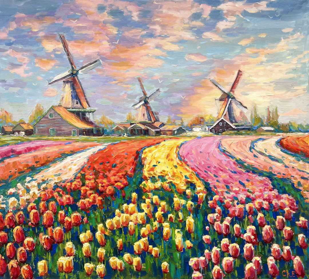 ""Field of Tulips"" - Evgeny Chernyakovsky