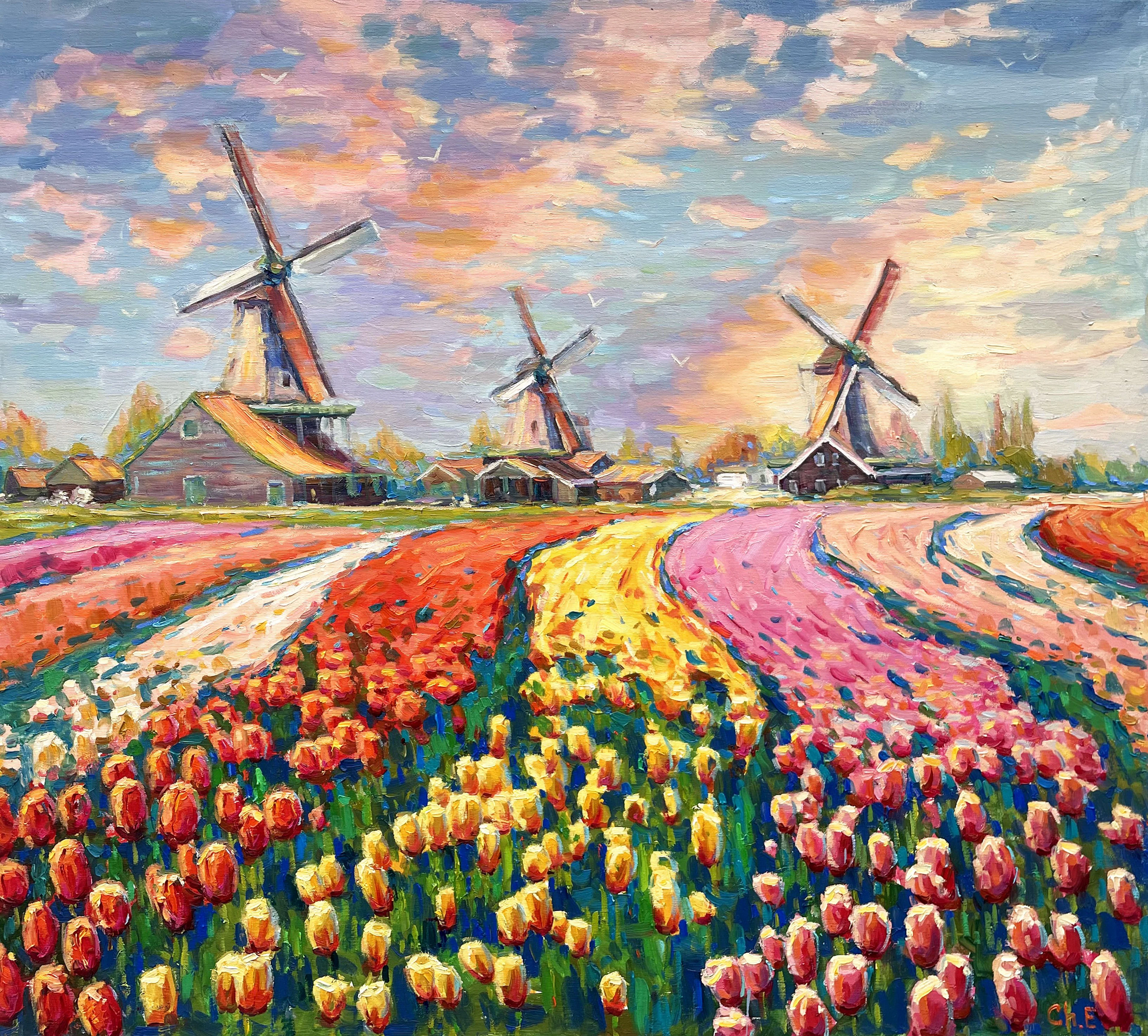 ""Field of Tulips"" - Evgeny Chernyakovsky