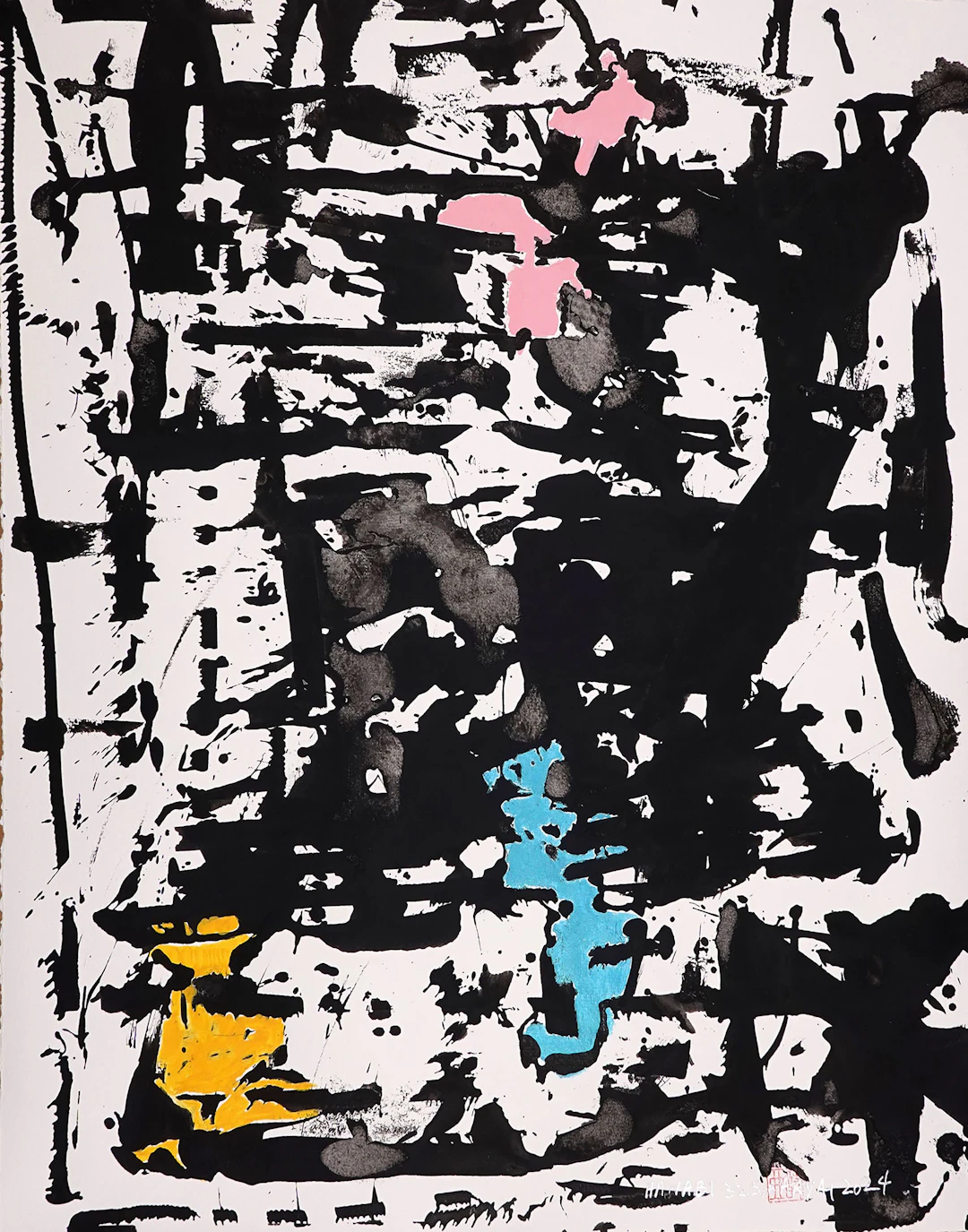 Hanabi. 32 White framed abstract painting - Sia aryai