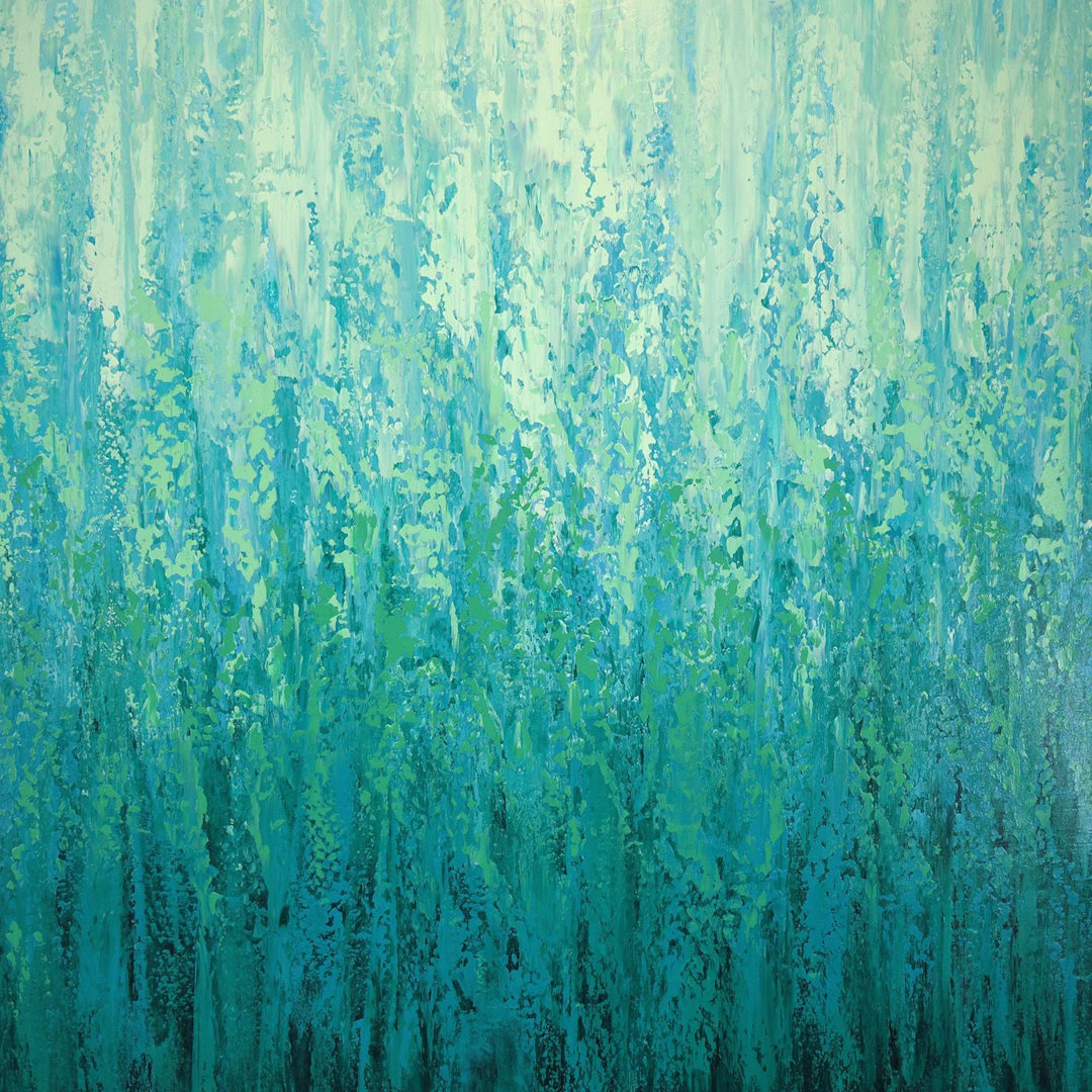 Teal Green Flow - Textured Nature Abstract Water - Suzanne Vaughan