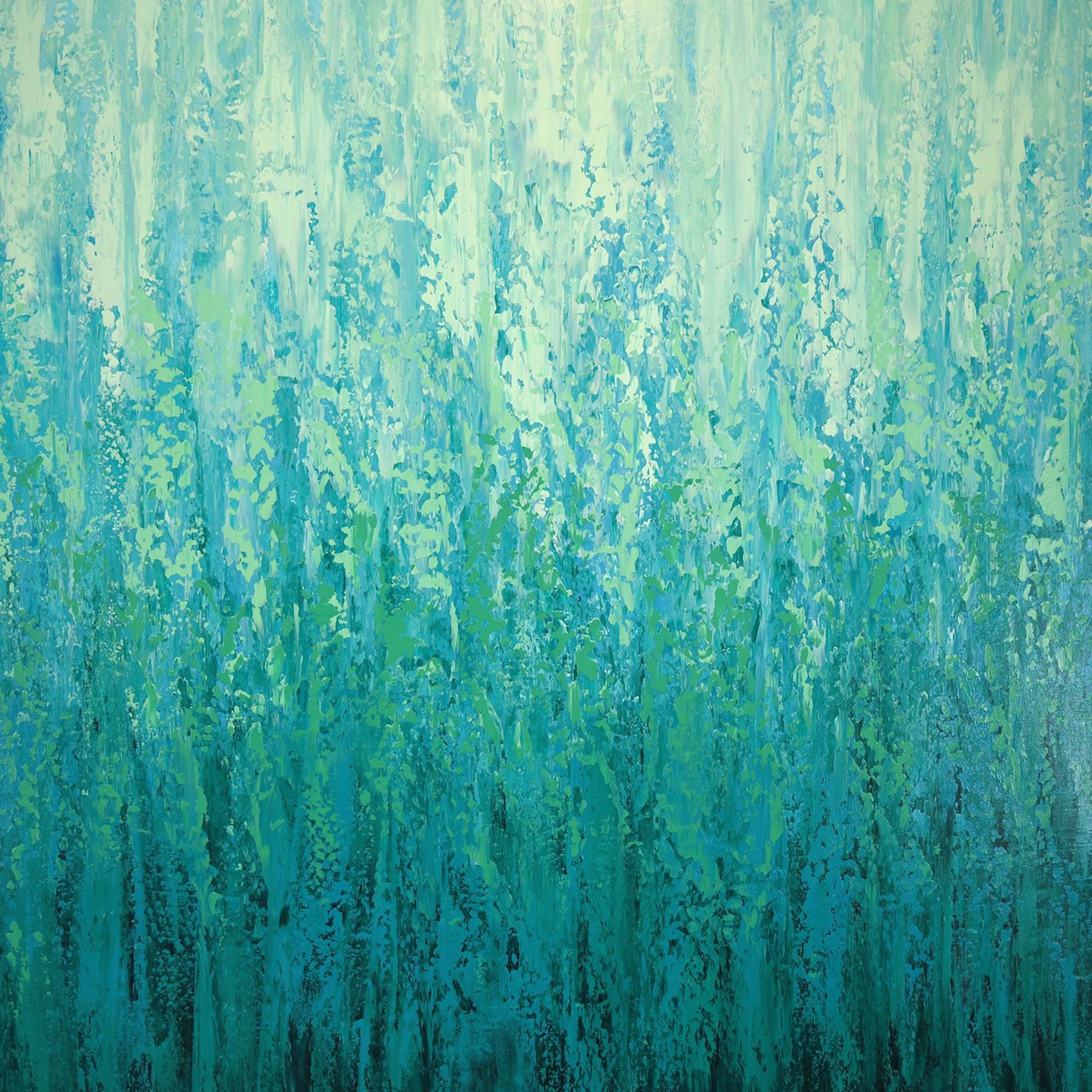 Teal Green Flow - Textured Nature Abstract Water - Suzanne Vaughan